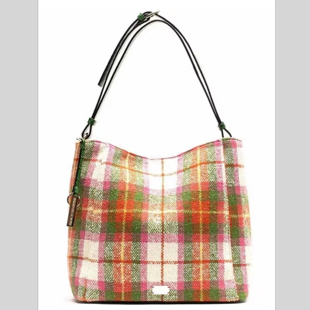 NWT FRANCES VALENTINE June Hobo Central Park Plaid Slouchy Hobo Bag RARE FIND!